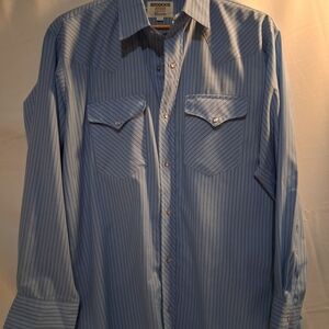 Men's Light Blue Striped Button-Down Shirt